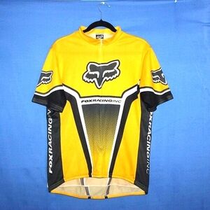 Vintage Fox Racing Jersey-Black Yellow-XL-Motocross MTB 90s Moto Gear